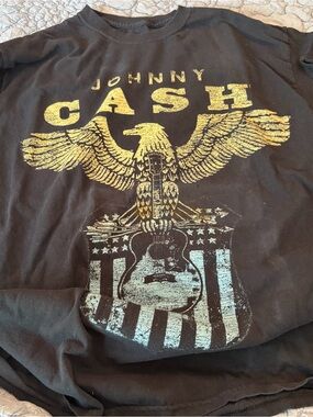 Ash Black Johnny Cash Graphic Tee with White Screenprint